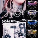 O-shaped Chain Clavicle Necklace Exaggerated Laser Leather Collar Neckband
