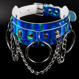 O-shaped Chain Clavicle Necklace Exaggerated Laser Leather Collar Neckband