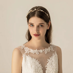 Wedding Bridal Headband Pearls Flowers Bridesmaid Hairwear Women Pageant