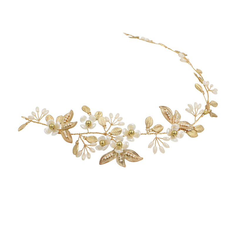 Wedding Bridal Headband Pearls Flowers Bridesmaid Hairwear Women Pageant