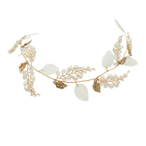 Bridal Headband Leaves Crystal Pearls Bridesmaid Headpiece Women Prom Hairwear