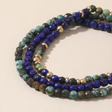 3pc Lapis Lazuli African Turquoise Beads Bracelet Set Stretch Charm Bangle