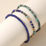 3pc Lapis Lazuli African Turquoise Beads Bracelet Set Stretch Charm Bangle