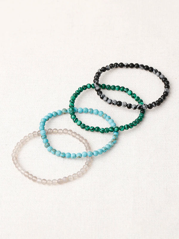 4PCS/Set Natural Stone Beads Bracelet for Men Women Yoga Jewelry