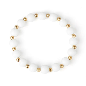 Porcelain Jaspers Stone Bracelets with Golden Beads