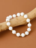 Porcelain Jaspers Stone Bracelets with Golden Beads