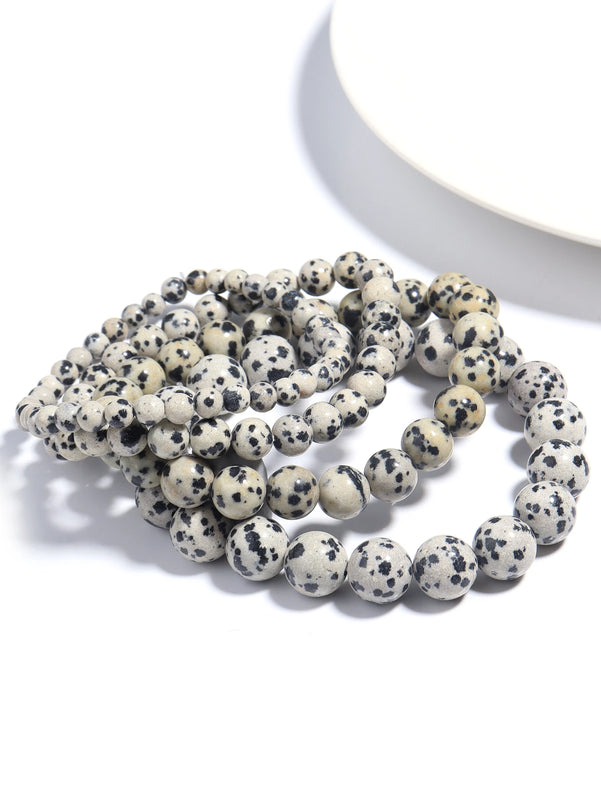 Spotted Stone Bracelet Men Charm Heal Balance Reiki Energy Beaded Stone Bracelet