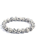 Spotted Stone Bracelet Men Charm Heal Balance Reiki Energy Beaded Stone Bracelet