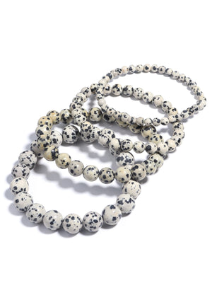 Spotted Stone Bracelet Men Charm Heal Balance Reiki Energy Beaded Stone Bracelet
