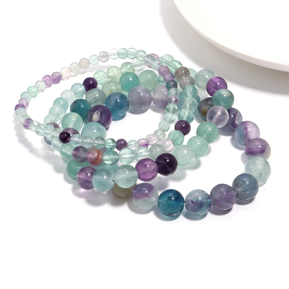 Crystal Fluorite Bracelet for Women Men Meditation Healing Reiki Jewelry