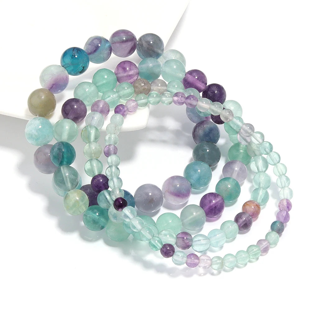 Crystal Fluorite Bracelet for Women Men Meditation Healing Reiki Jewelry