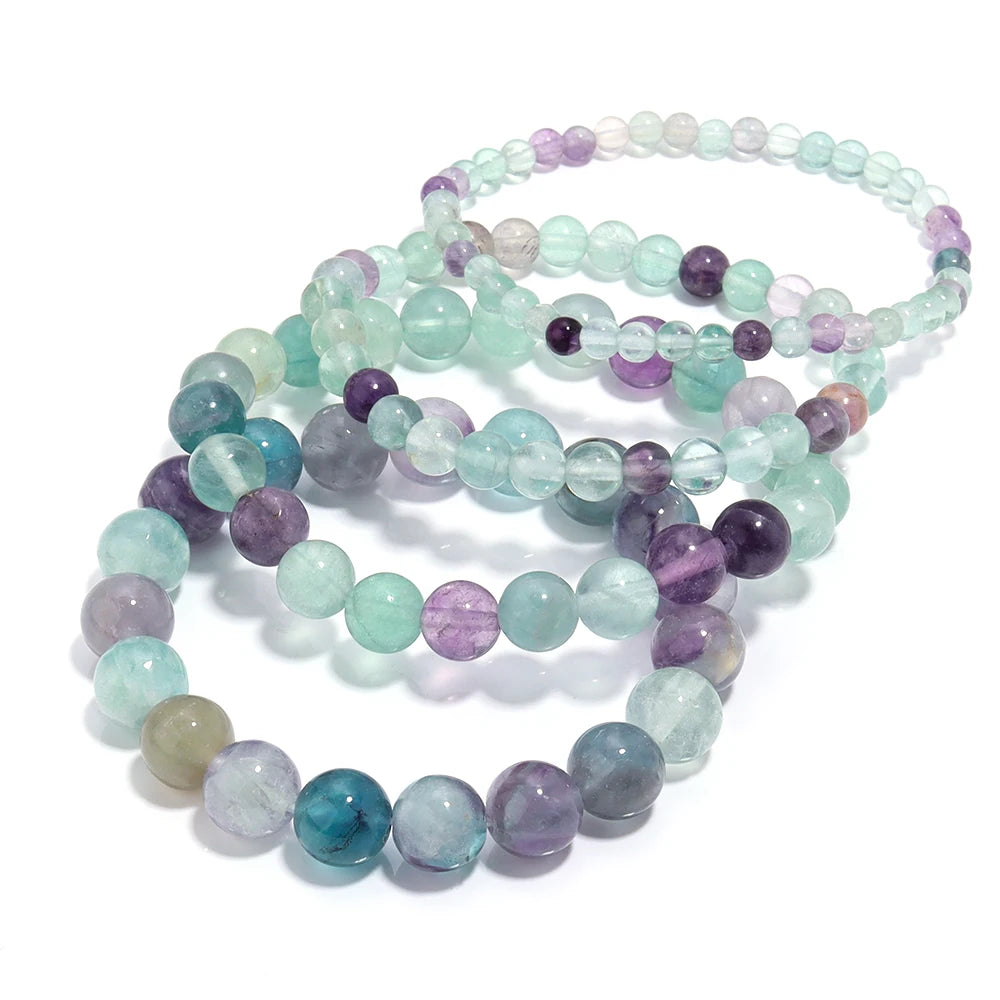 Crystal Fluorite Bracelet for Women Men Meditation Healing Reiki Jewelry