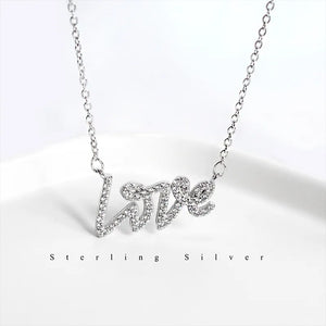 925 Silver LOVE Pendant Necklace with Zirconia