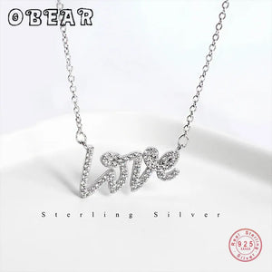 925 Silver LOVE Pendant Necklace with Zirconia