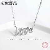 925 Silver LOVE Pendant Necklace with Zirconia