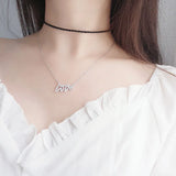 925 Silver LOVE Pendant Necklace with Zirconia