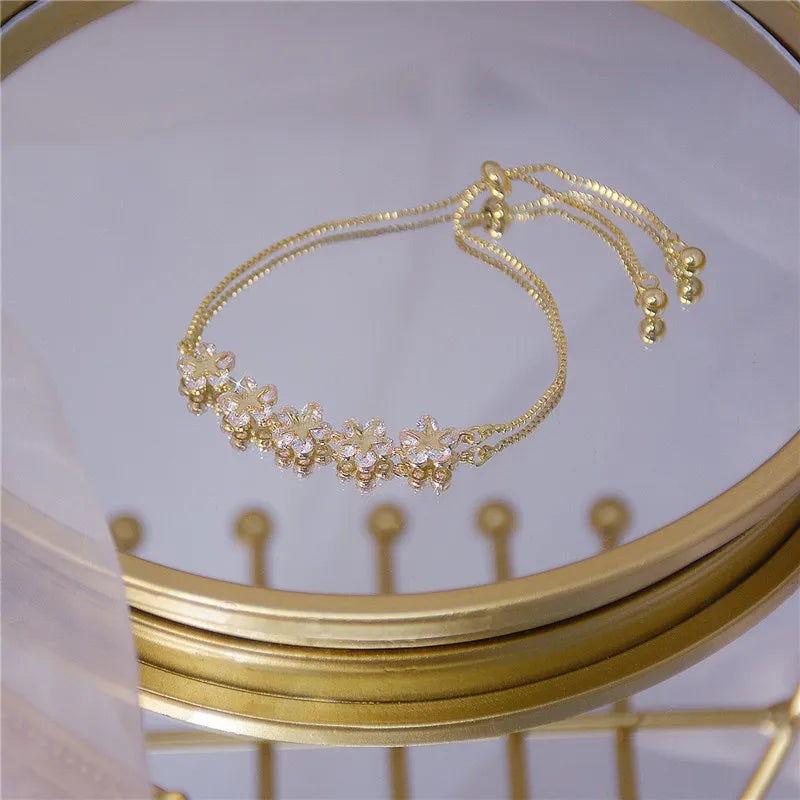 14k Plated Zircon Snake Bone Chain Bracelet for Women