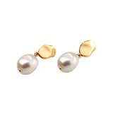 925 Sterling Silver Baroque Pearl Drop Earrings Retro Charm Earrigns