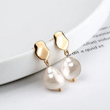 925 Sterling Silver Baroque Pearl Drop Earrings Retro Charm Earrigns