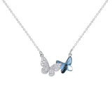 925 Silver Crystal Butterfly Necklace Love Memory Wedding Gift