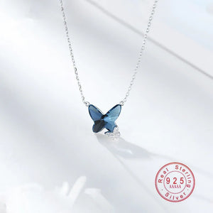925 Silver Crystal Butterfly Necklace Love Memory Wedding Gift
