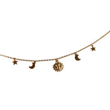925 Silver Sun Moon Star 14k Chain Necklace Women Jewelry
