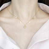925 Silver Sun Moon Star 14k Chain Necklace Women Jewelry