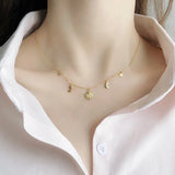 925 Silver Sun Moon Star 14k Chain Necklace Women Jewelry