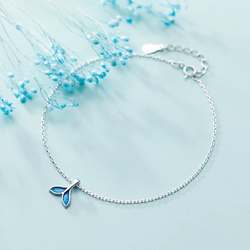 Silver Plated Ocean Mermaid Ankle Bracelet Fish Tail Foot Anklet Jewelry