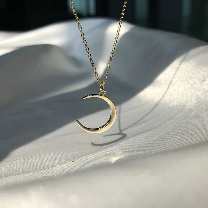 Moon Silver Plated Necklace Crescent Pendant Chain Jewelry