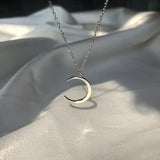 Moon Silver Plated Necklace Crescent Pendant Chain Jewelry