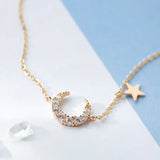Silver Plated Girlfriend Bracelet Zirconia Moon Star Romantic Gift