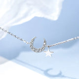 Silver Plated Girlfriend Bracelet Zirconia Moon Star Romantic Gift