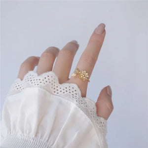 OBEAR14k Flowers Zircon Ring Women Engagement Banquet Jewelry