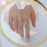 OBEAR14k Flowers Zircon Ring Women Engagement Banquet Jewelry