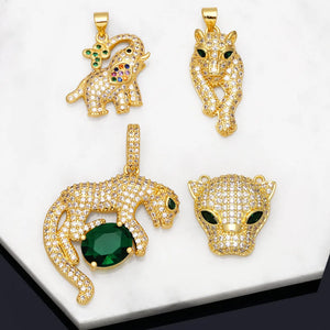 CZ Leopard Pendant Copper Plated Necklace Pendant