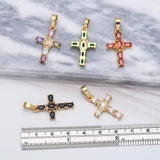 Rainbow Cross Pendant for Necklace Zircon Jewelry Component