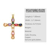 Resin Evil Eye Cross Necklace Pendant for Women Copper Plated Heart CZ Crucifix