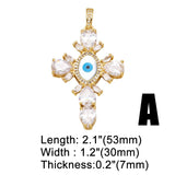 Resin Evil Eye Cross Necklace Pendant for Women Copper Plated Heart CZ Crucifix