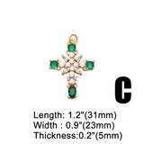 Resin Evil Eye Cross Necklace Pendant for Women Copper Plated Heart CZ Crucifix