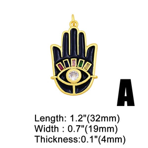 Brass Hand of Fatima Pendant with Evil Eye for Jewelry Making Pdta380