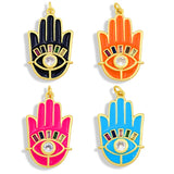 Brass Hand of Fatima Pendant with Evil Eye for Jewelry Making Pdta380