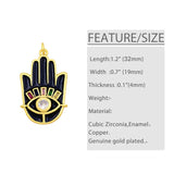 Brass Hand of Fatima Pendant with Evil Eye for Jewelry Making Pdta380