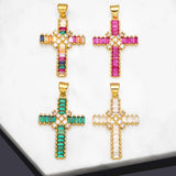 CZ Cross Pendant Copper Plated Crucifix DIY Bulk pdta861