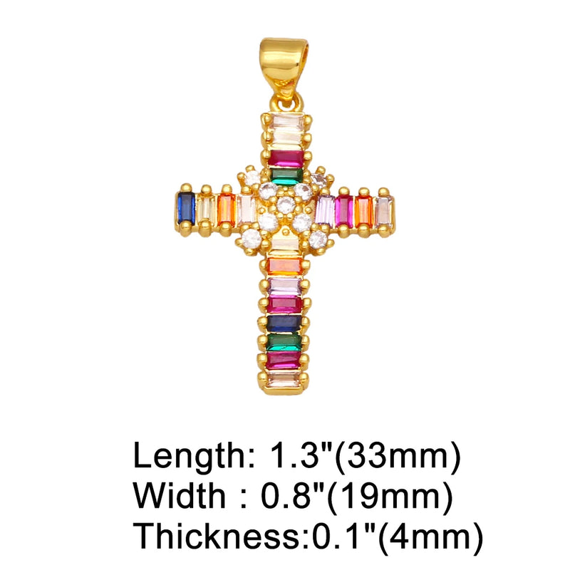 CZ Cross Pendant Copper Plated Crucifix DIY Bulk pdta861