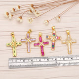 CZ Cross Pendant Copper Plated Crucifix DIY Bulk pdta861