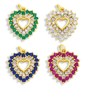 CZ Heart Pendants for Jewelry Making, Copper Plated Accessories