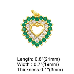 CZ Heart Pendants for Jewelry Making, Copper Plated Accessories