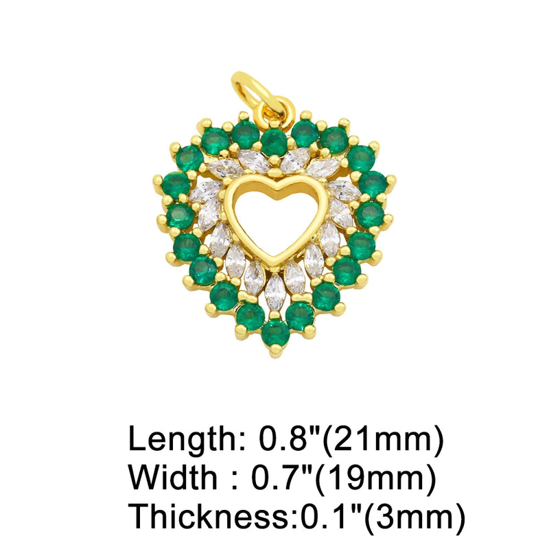 CZ Heart Pendants for Jewelry Making, Copper Plated Accessories