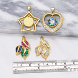 Colorful Leaf Pendant Plated CZ Heart Star Eye Jewelry Making Supplies